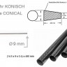 Конусная карбоновая трубка ∅14.5×∅9×480 мм, толщина 0.4 мм