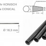 Конусная карбоновая трубка ∅18.3×∅8×1100 мм, толщина 0.3 мм