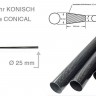 Конусная карбоновая трубка ∅25×∅10×1000 мм, толщина 0.5 мм