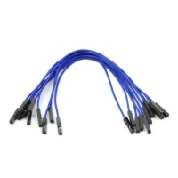 Провода гибкие синие F-F (мама-мама), 15 см, 10 шт.