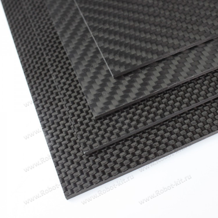Карбоновый лист 3K, толщина 0.5 мм, 900x1200 мм, полотняное плетение, 1 шт.