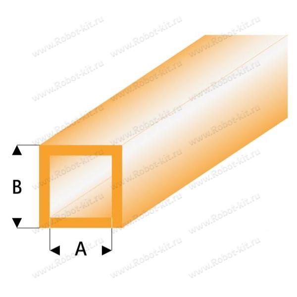 Трубка квадратная оранжевая 2,0/3,0 мм, L=330 мм (433-53-3)