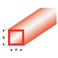 Трубка квадратная красная 2,0/3,0 мм, L=330 мм (434-53-3)