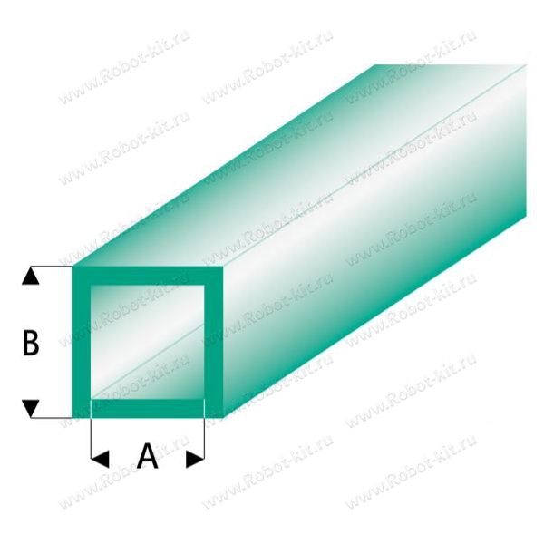 Трубка квадратная зеленая 4,0/5,0 мм, L=330 мм (436-57-3)