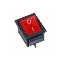 Клавишный переключатель On-Off, красный с подсветкой